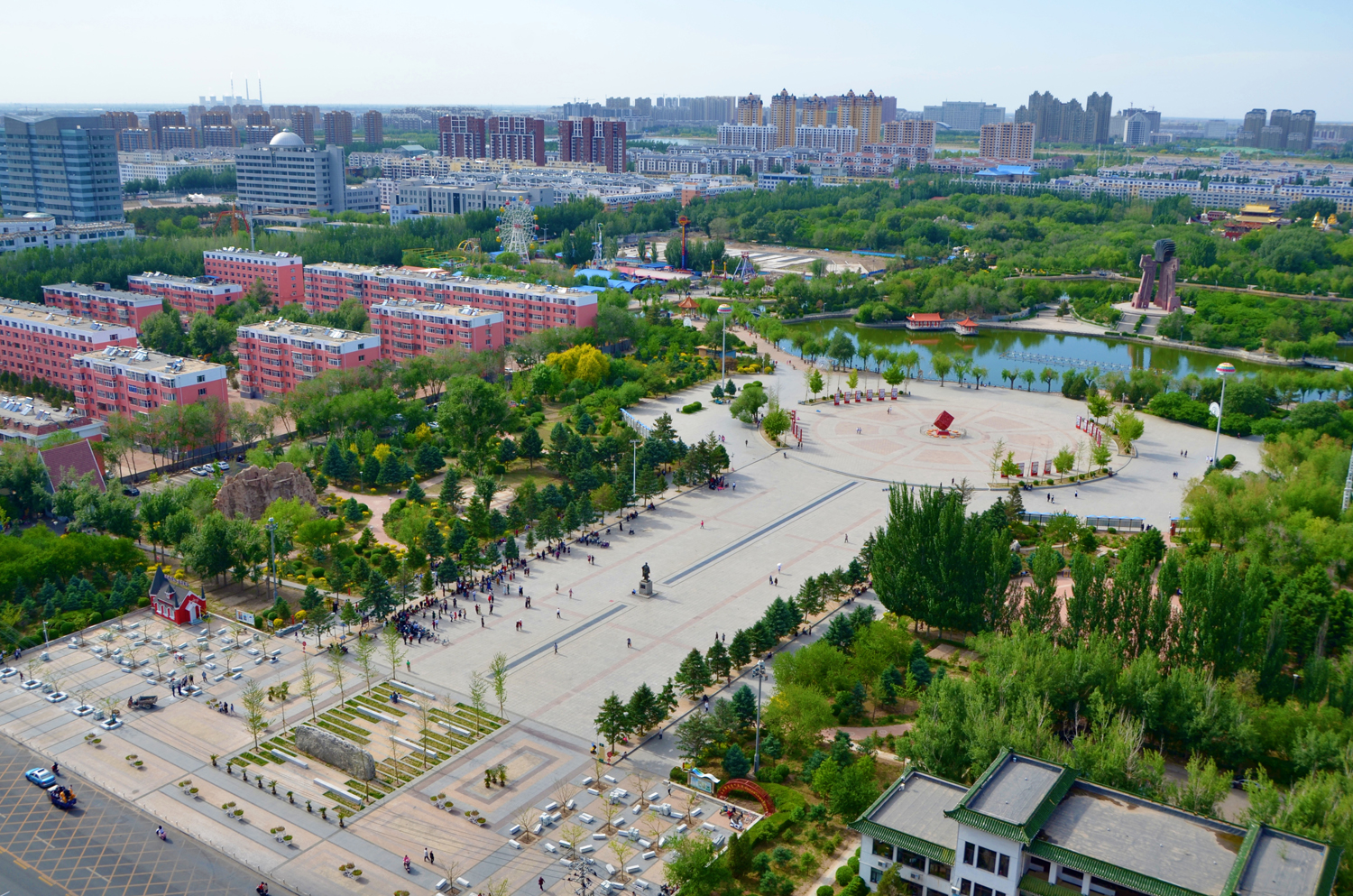 俯瞰通辽市西拉木伦公园,原创摄影