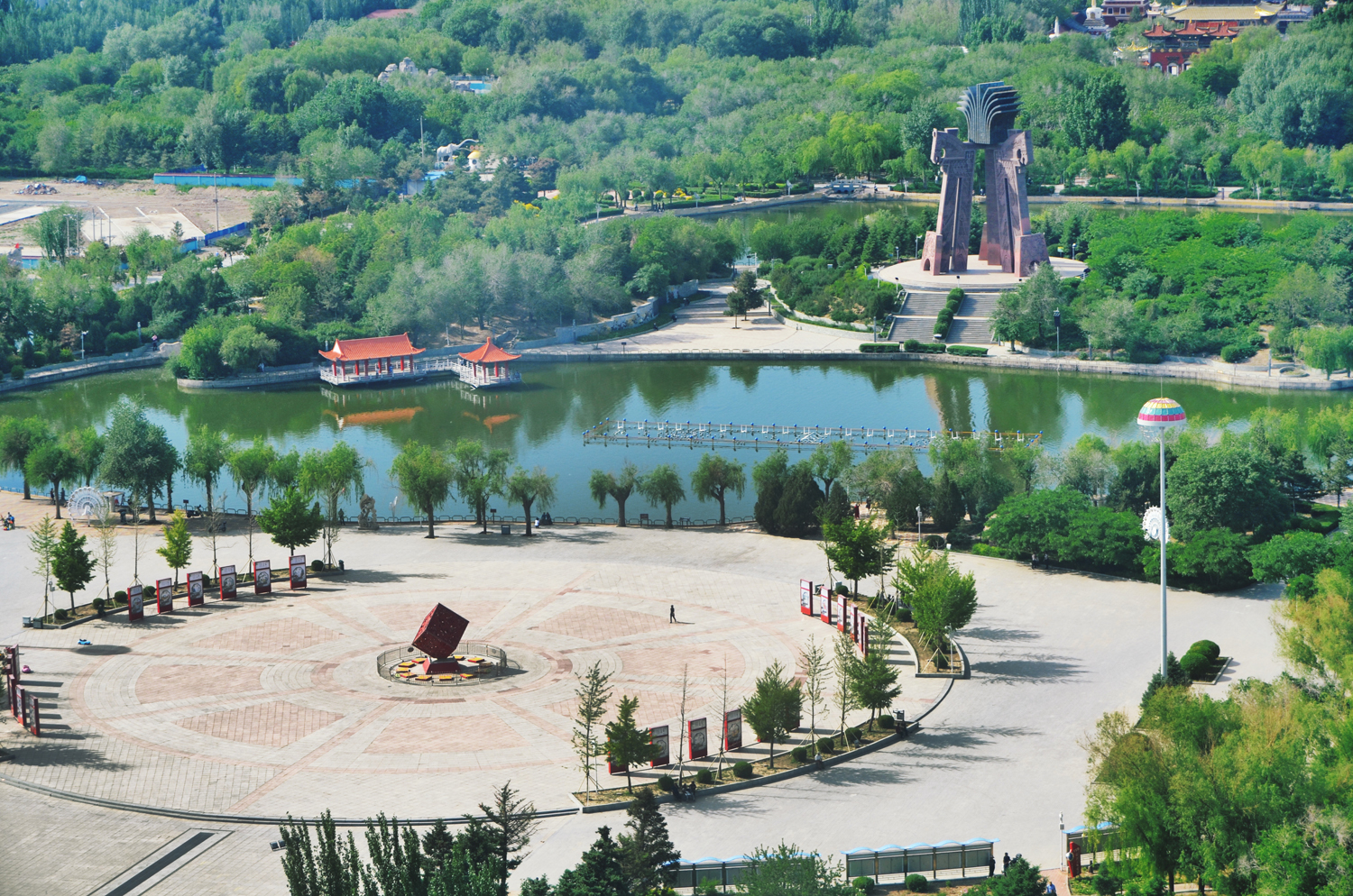 俯瞰通辽市西拉木伦公园,原创摄影