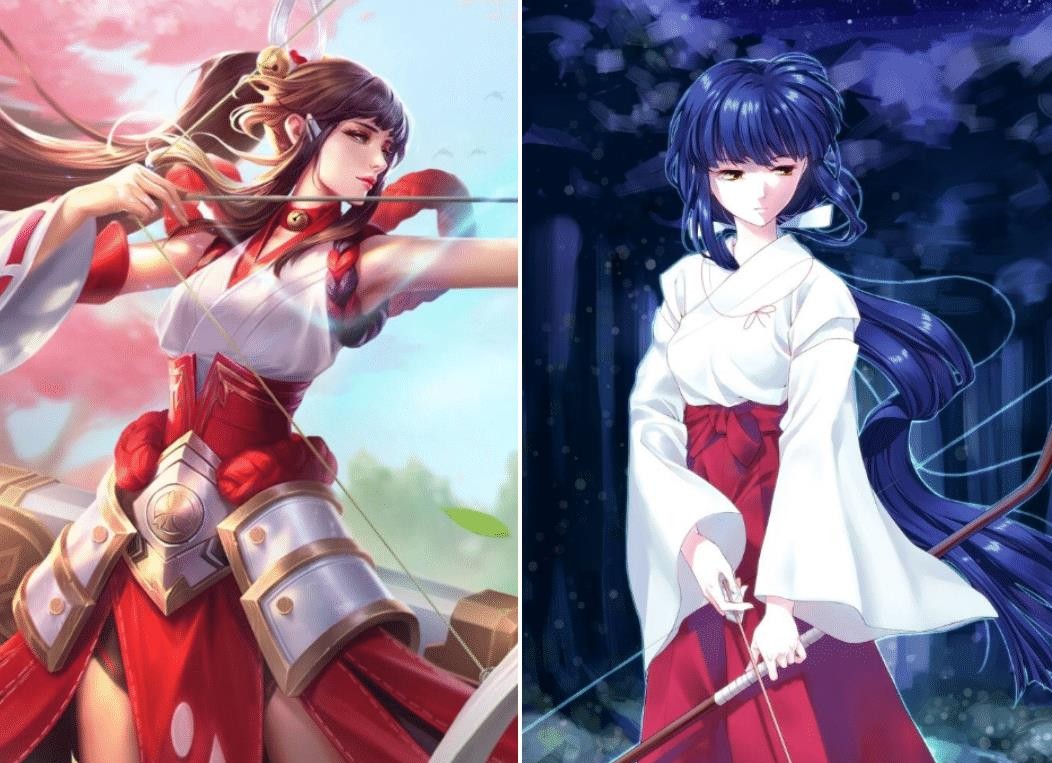 看到桔梗,秒想到伽罗,伽罗的-皮肤花见女巫皮肤说不是照着桔梗做的谁