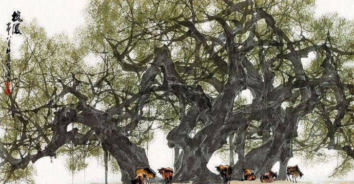 一曲对生命的赞歌杜应强画参天大树