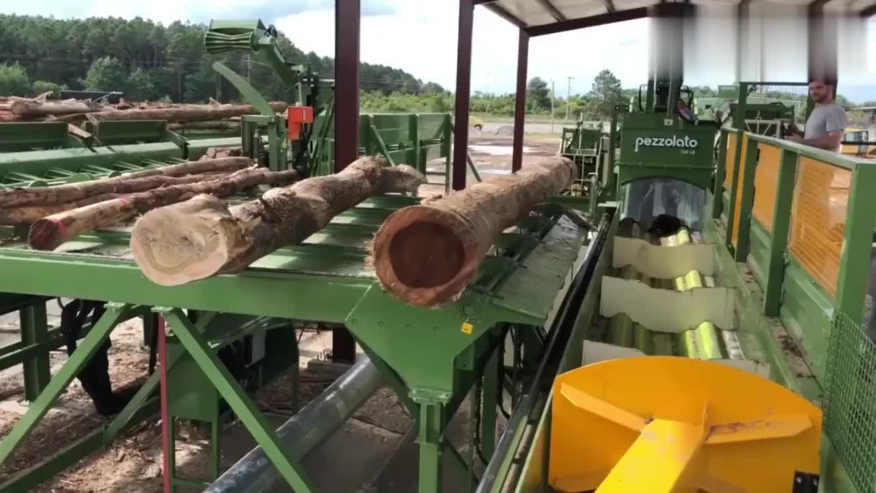 国外木材切割机太厉害了全自动化操作木头被切割的非常标准