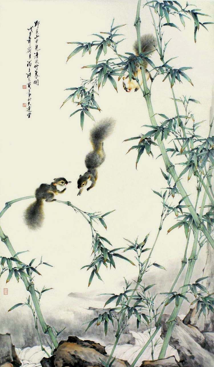 擅绘花鸟松鼠国画名家张根宝作品欣赏