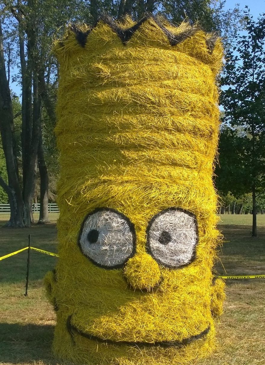 一堆堆普通的干草垛,被他做成了有趣又可爱的雕塑_高清图集_新浪网