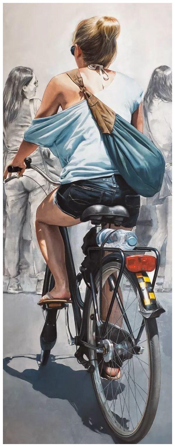 妹力四射巴塞罗那街头靓丽的背影西班牙画家油画作品欣赏