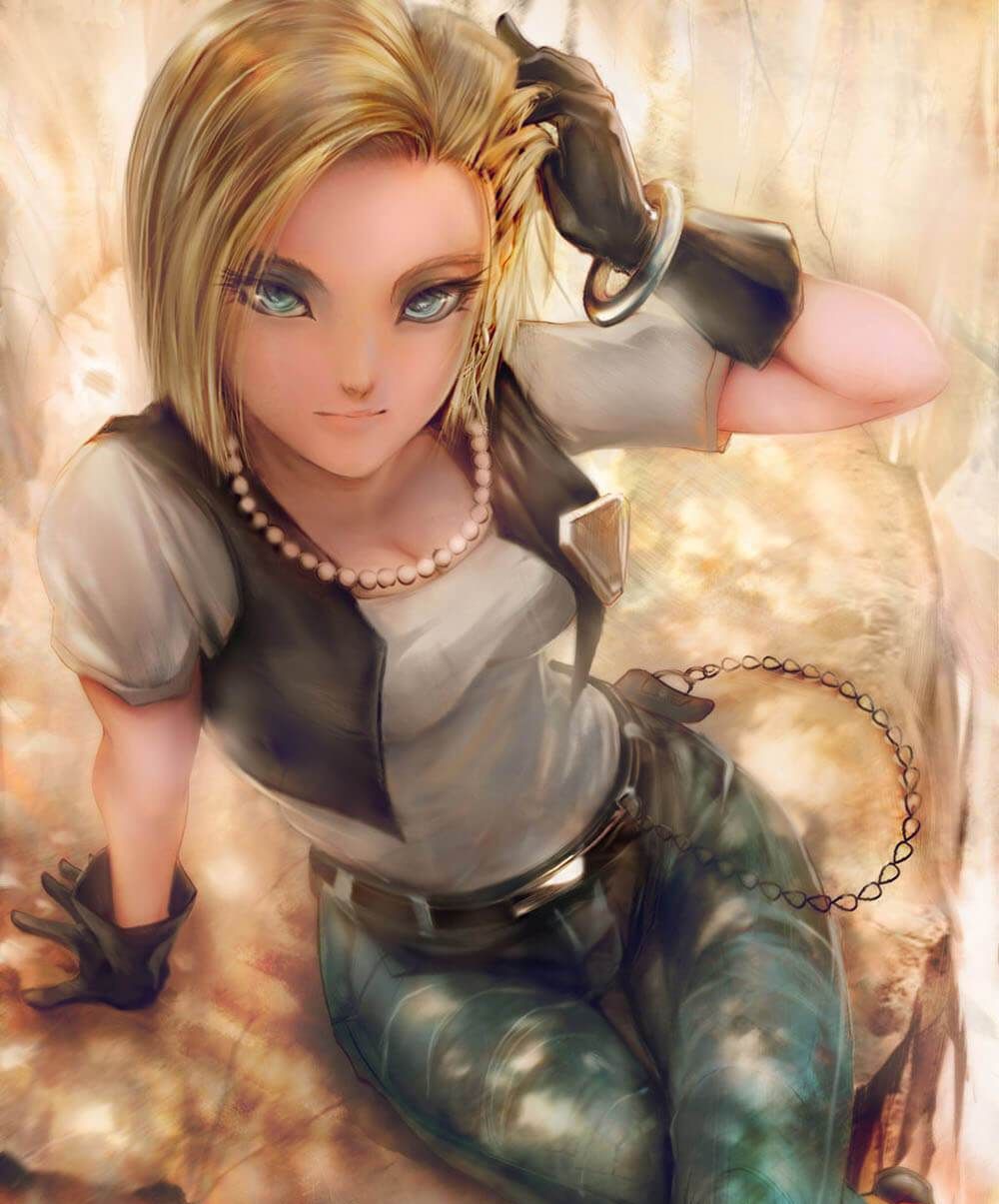 龙珠"本子王"18号的同人画作,欧美画风的18号张张漂亮!