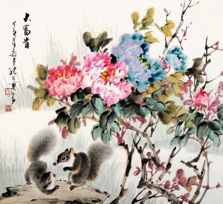 擅绘花鸟,松鼠,国画名家张根宝作品欣赏|大自然|张根宝|国画_新浪新闻