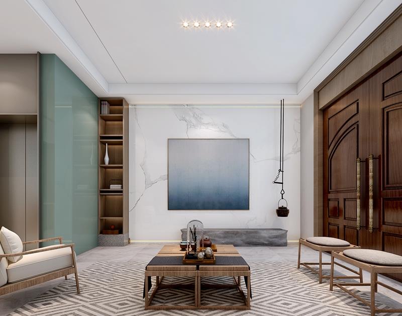 花了46W新家，新中式效果不错，简雅脱俗，客厅特别实用大气！