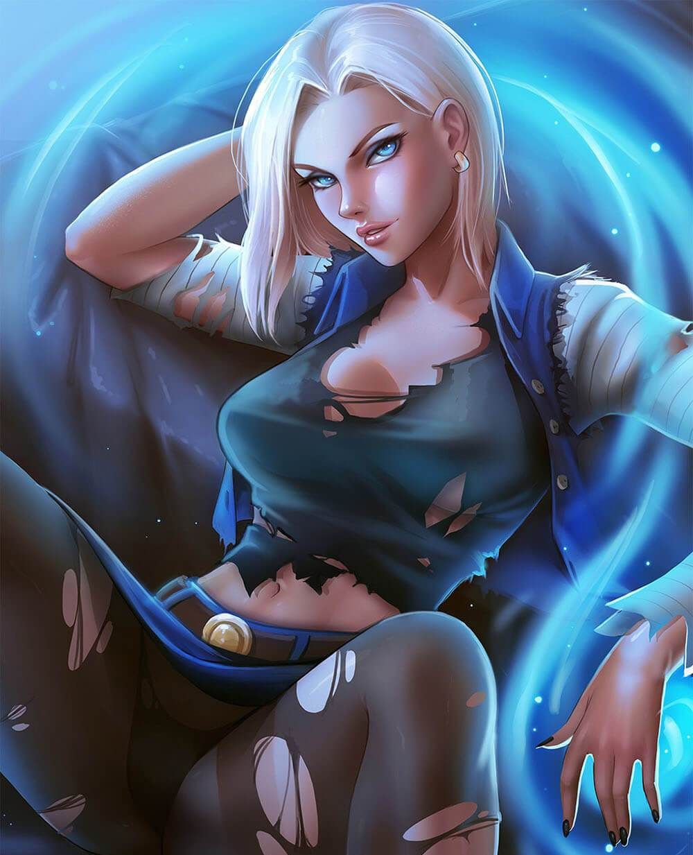 龙珠"本子王"18号的同人画作,欧美画风的18号张张漂亮!