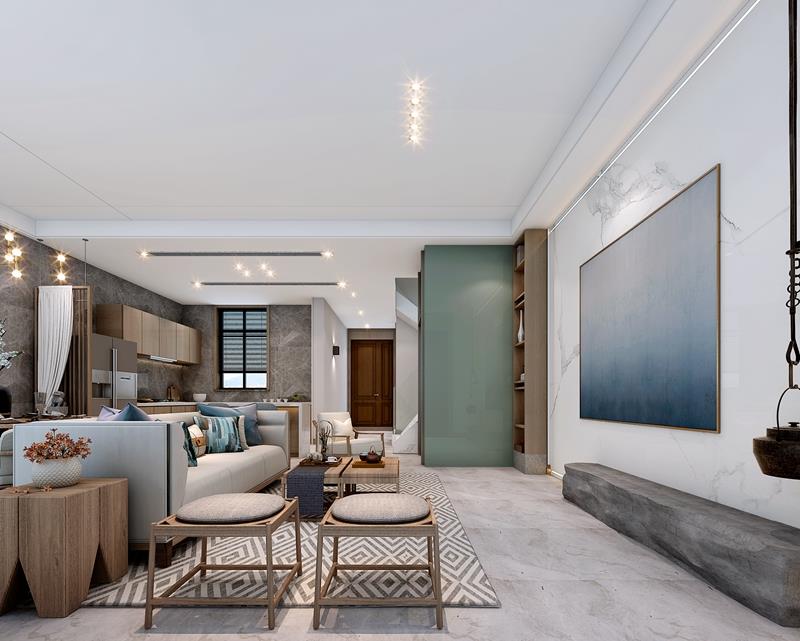 花了46W新家，新中式效果不错，简雅脱俗，客厅特别实用大气！