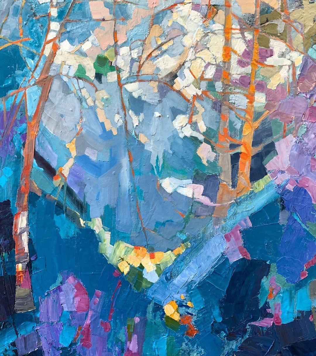 艺术家特蕾莎斯密斯色彩斑驳的风景油画