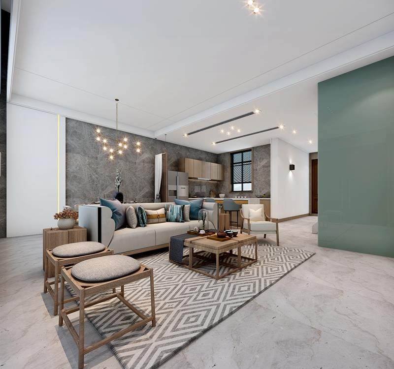 花了46W新家，新中式效果不错，简雅脱俗，客厅特别实用大气！