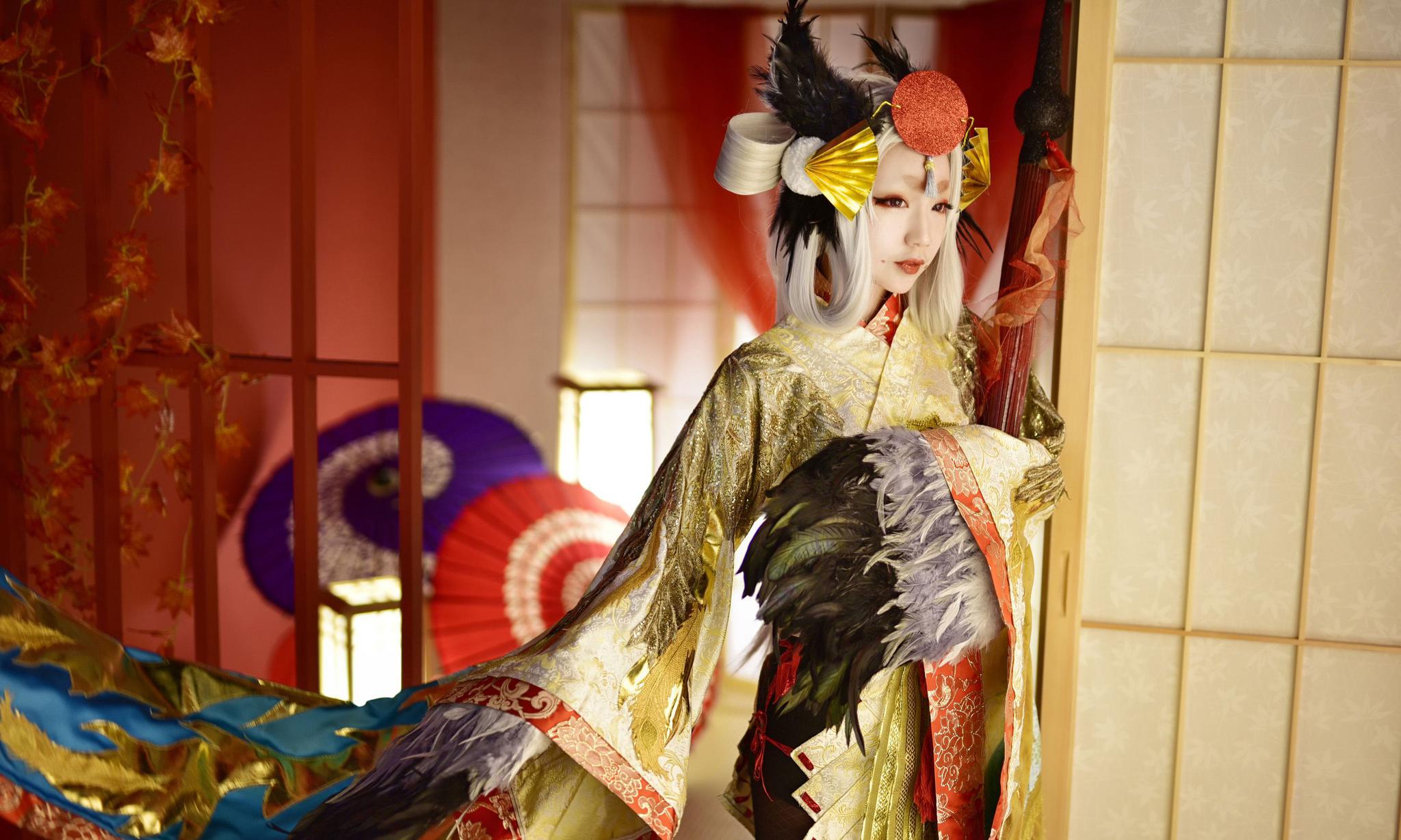 新加坡漂亮小姐姐cos的阴阳师姑获鸟!cos美不美主要看气质!