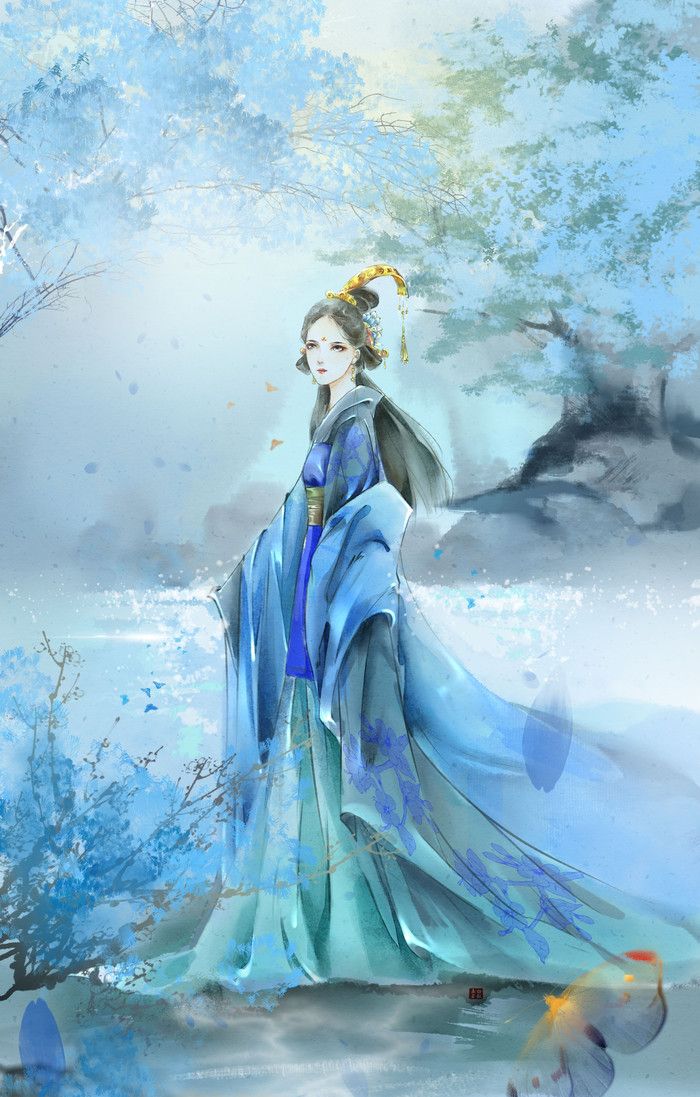 唯美古风手绘插画壁纸花开花落与子相守山长水阔与子同游