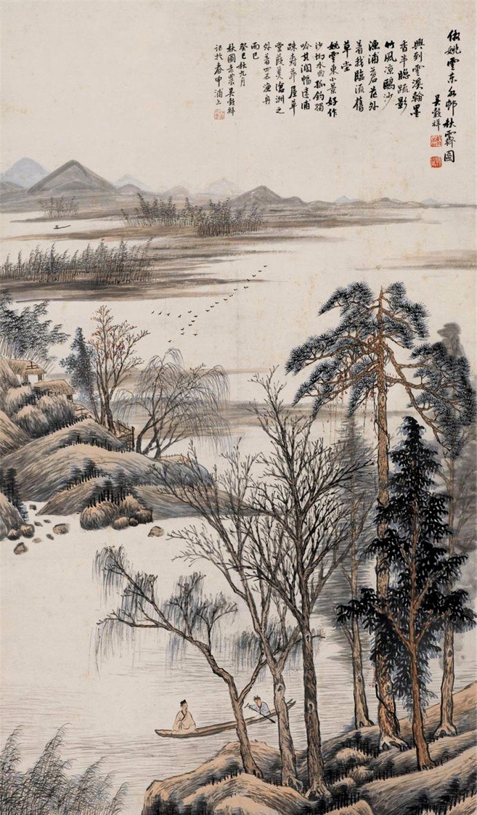 用笔苍劲，设色清丽，晚清吴榖祥山水画作品欣赏_新浪新闻