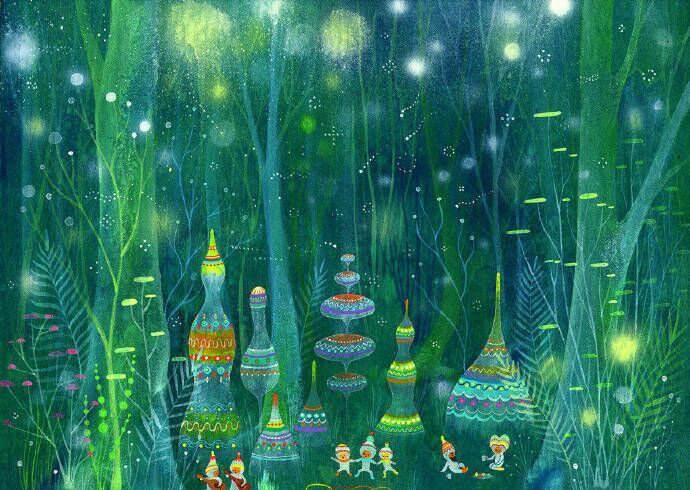 卡通梦幻仙境插画,充满童真又梦幻的精致插画