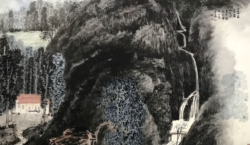 张自生国画山水艺术作品:远山飞鸟图王维宝国画山水艺术作品:青山隐居