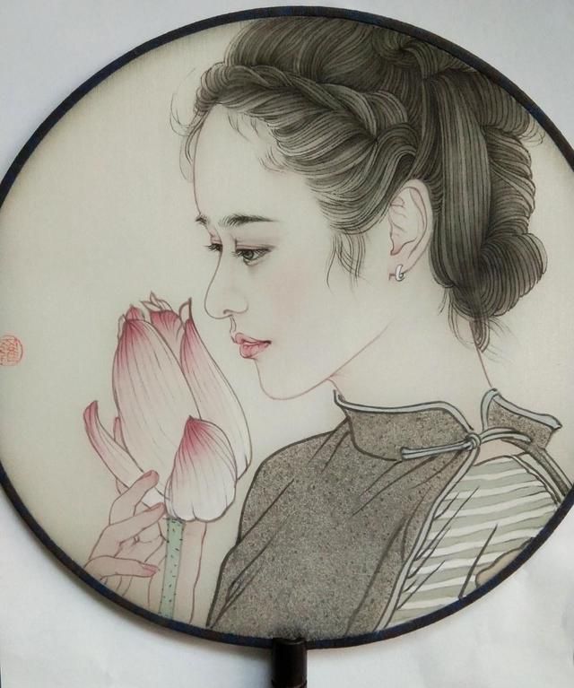 中国传统工笔女性人物肖像扇面作品欣赏_高清图集_新浪网