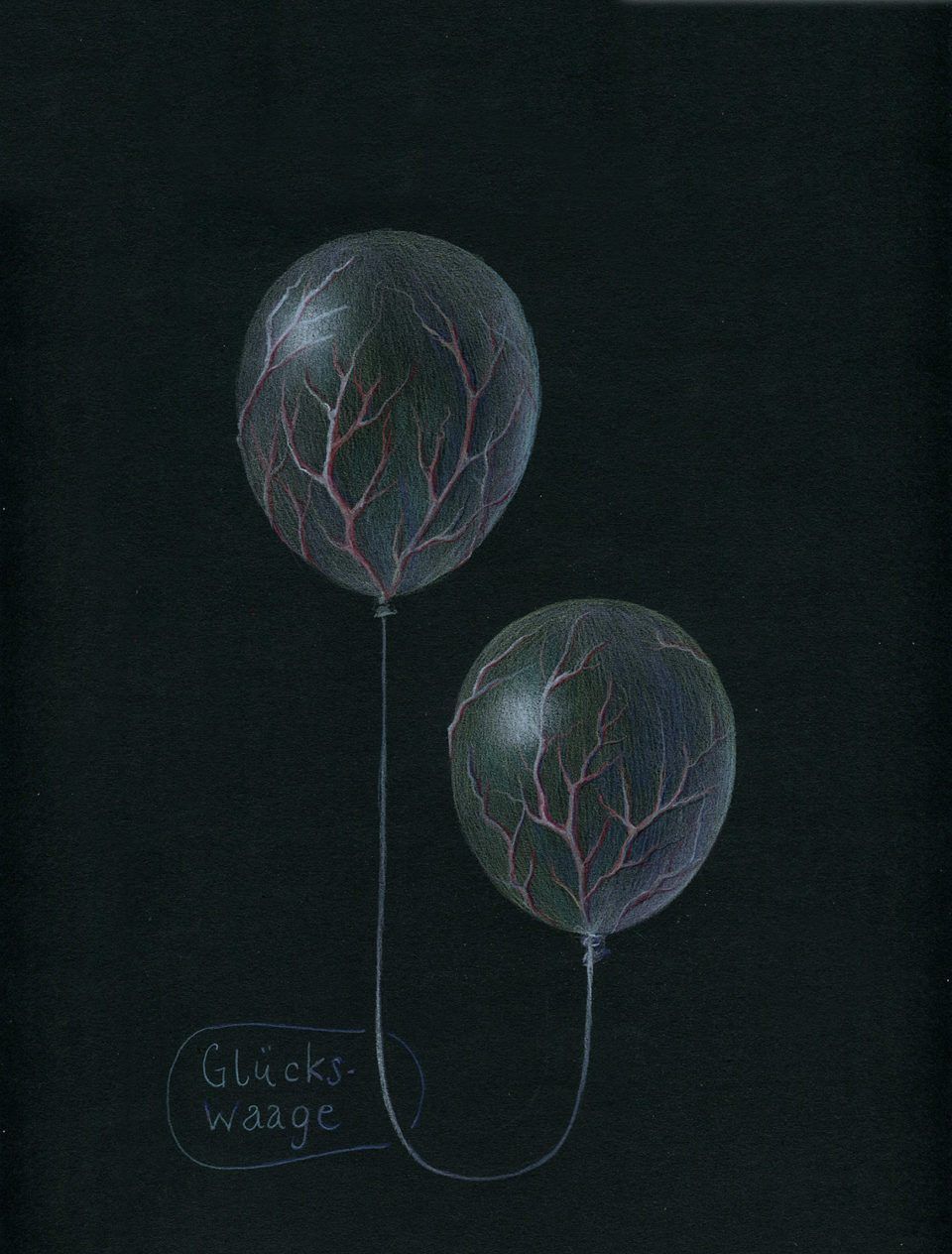 alice wellinger"黑色"系列抽象彩铅蜡笔画