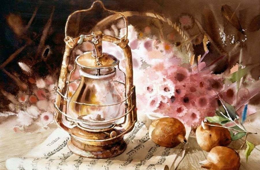 水彩画:精致的静物花卉作品-艺术家you mee park