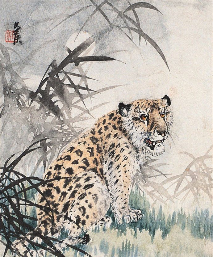 上海中国画院朱文侯画狮虎豹作品欣赏