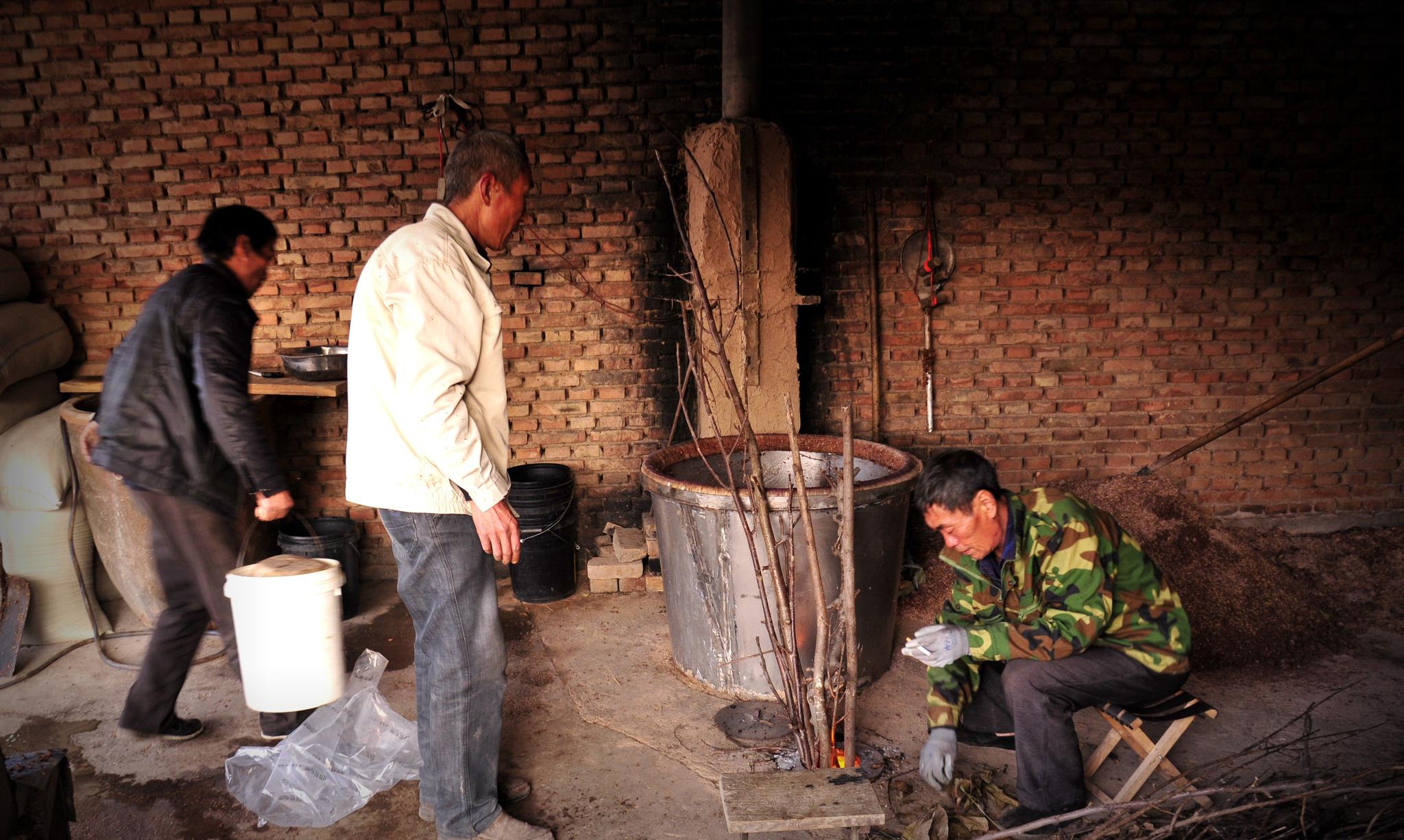农村3兄弟土法烧酒 配合默契让人羡慕 唯独不敢白天烧 啥原因