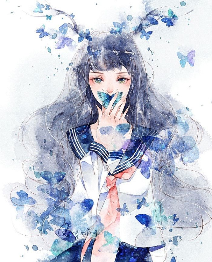 佛系少女|插画师清茗作品:小清新的画风,有一种纯净美,很赞!