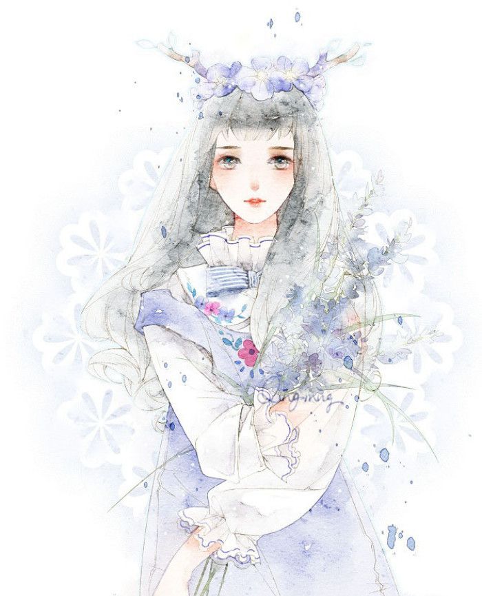 佛系少女|插画师清茗作品:小清新的画风,有一种纯净美,很赞!