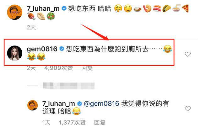 邓紫棋评论鹿晗:想吃东西 为什么跑到厕所去自拍