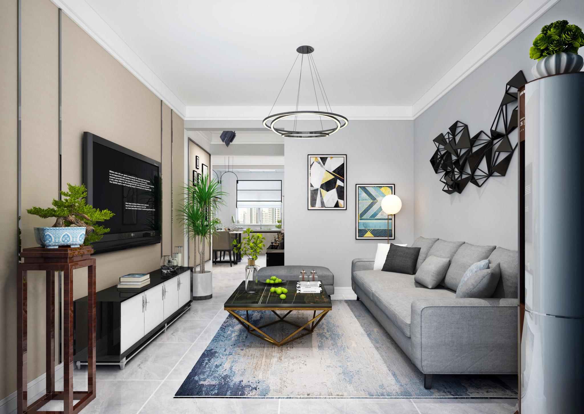 110平三室一厅现代风格,张扬经典配色带来的都市格调!