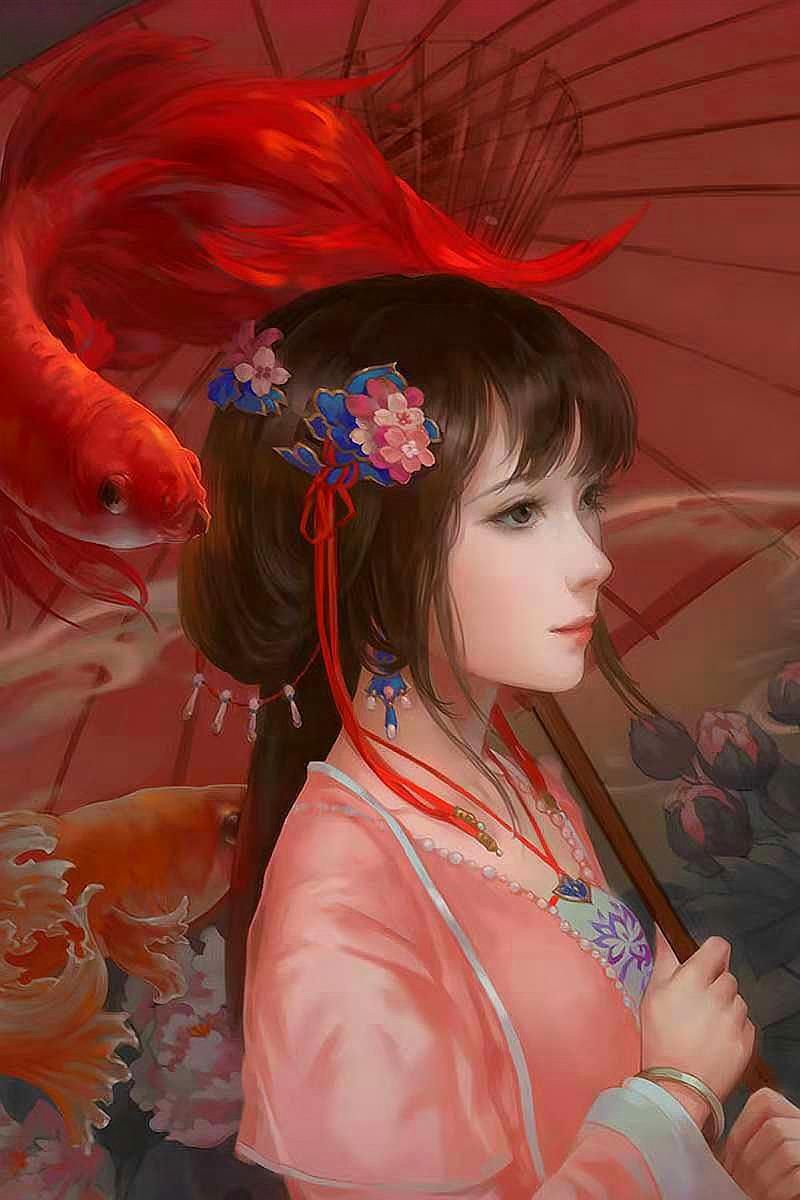 古风美女壁纸 偶作小红桃杏色 闲雅 尚馀孤瘦雪霜姿