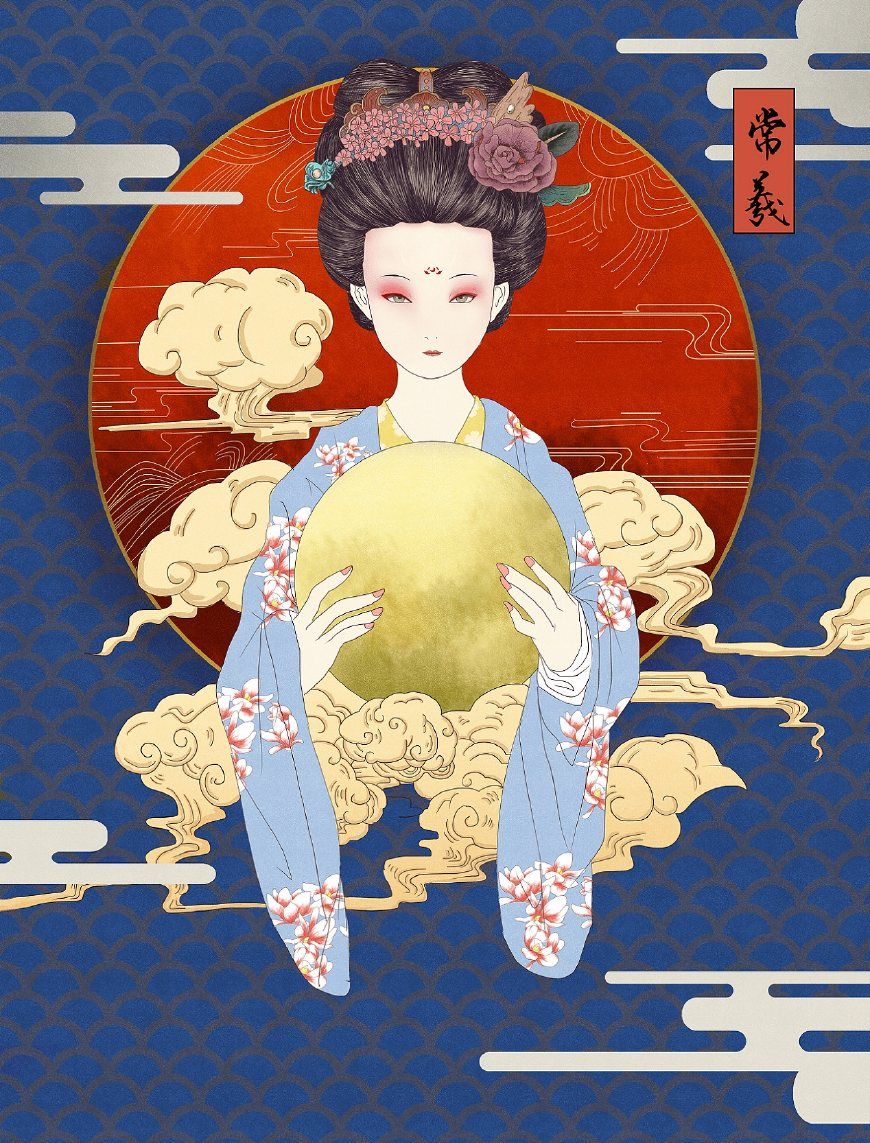 《山海经》浮世绘风格插画:九婴凶猛,霸下威武,夫诸太美了