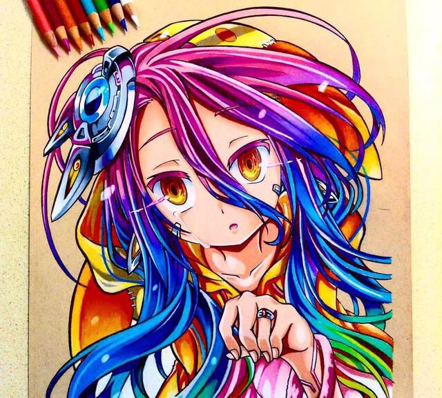 颜色鲜艳动漫彩铅人物画只要让我看一眼就能在人群中认出你的脸