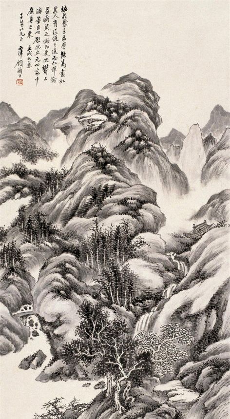 淡雅秀丽,自然天真,清末民初著名画家顾麟士山水画作品欣赏