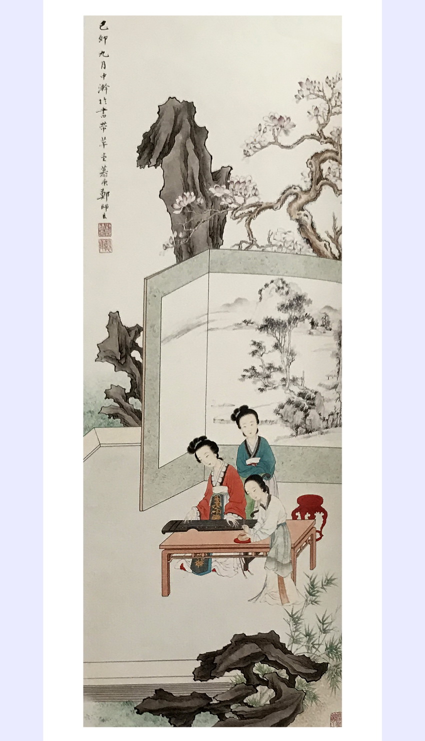仕女顾盼生姿高士自甘寂寞国画人物艺术作品