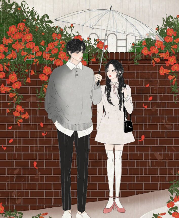 温馨又浪漫的情侣插画甜蜜满满的爱情看了很想谈恋爱的那种