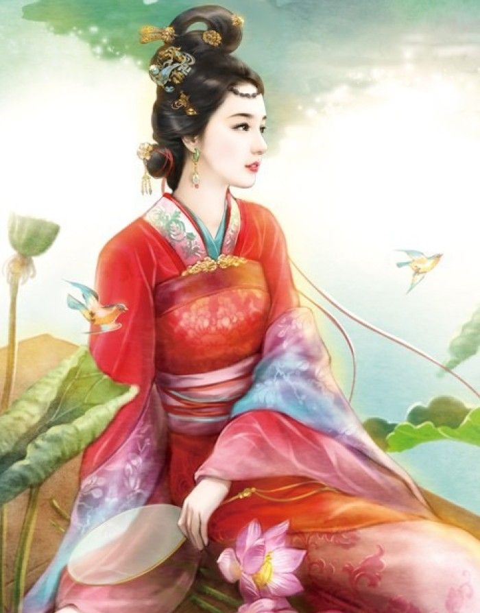 手绘古风插画四季美人图若无闲事挂心头便是人间好时节