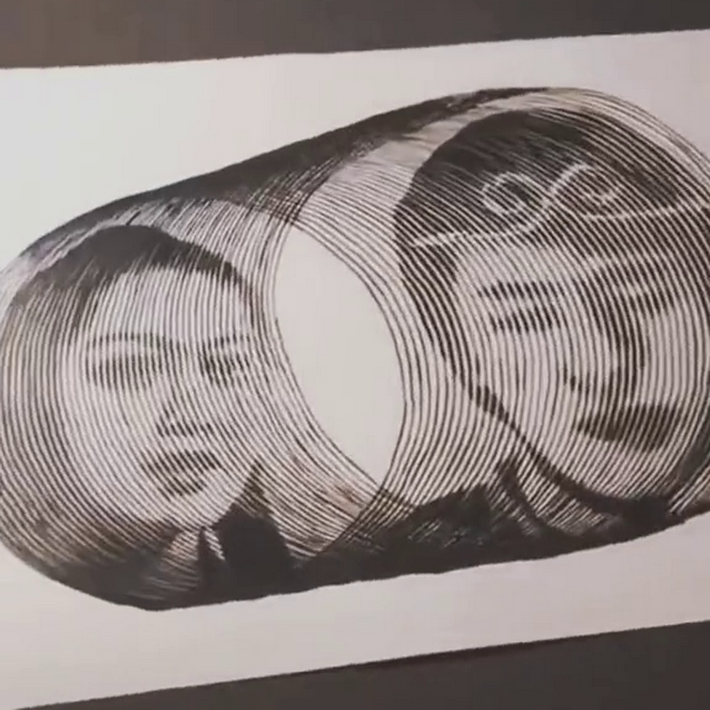 美术生用记号笔画圆圈,以为纯粹太无聊,看到成画给跪了!