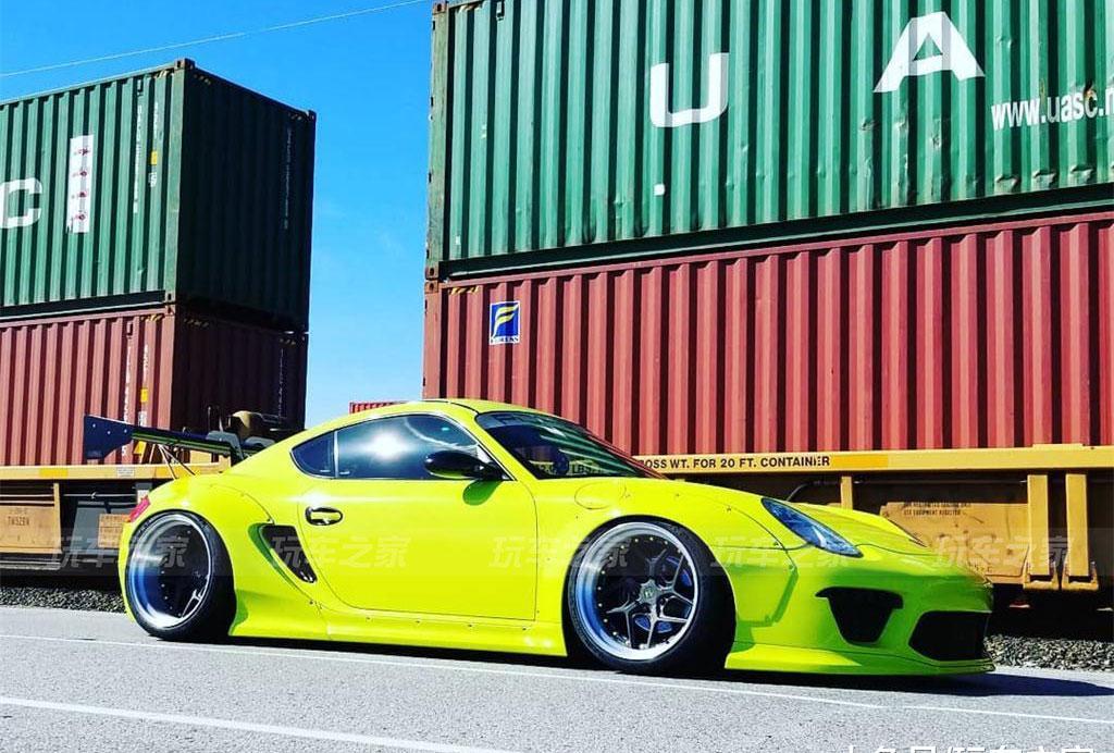 极度嚣张,保时捷cayman 987改装rocket bunny宽体