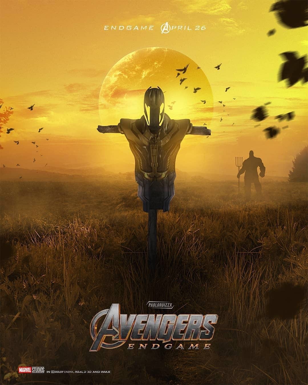 复联4海报,灭霸卸甲归田,钢铁侠战死