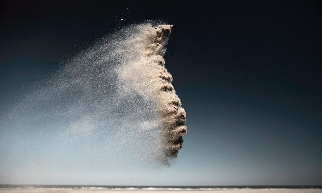 一把沙土抛在空中在摄影师的镜头下竟然变成各种动物浮在空中