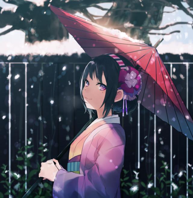 二次元和风美图欣赏:身穿华丽和服,魅力十足,仪态万千的小姑娘