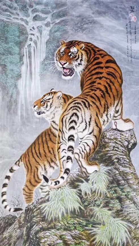 虎虎生威——威猛的老虎国画图_高清图集_新浪网