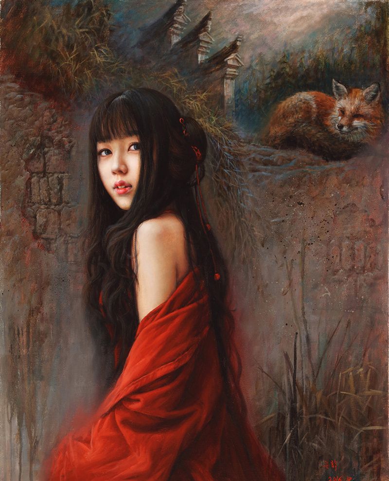 白秋练聊斋油画作品 —— 丑狐聊斋油画作品 —— 葛巾聊斋油画作品