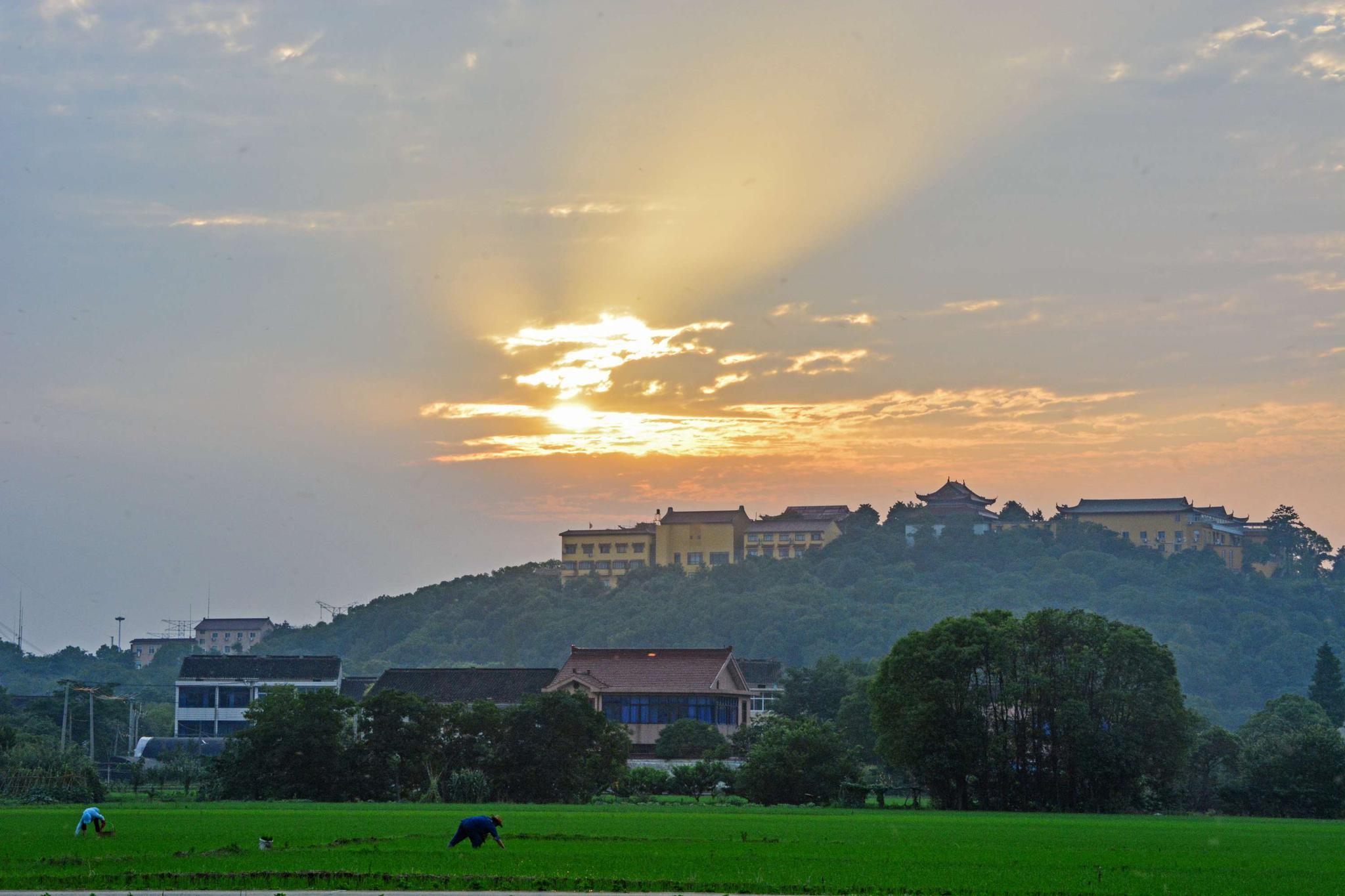 山村落霞 美丽田园 7月1日傍晚摄于无锡斗山.