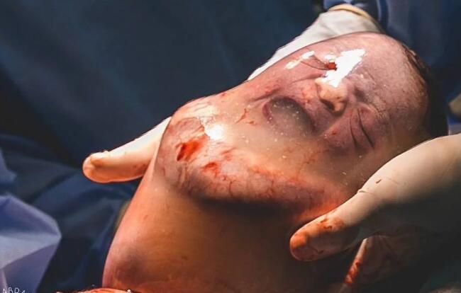 婴儿蜷缩在完好羊膜囊里出世这种情况只有8万分之1的机率