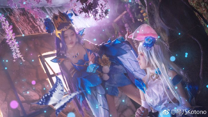 王者荣耀貂蝉逐梦之夏公孙离花间舞cos两位绝色姐妹啊