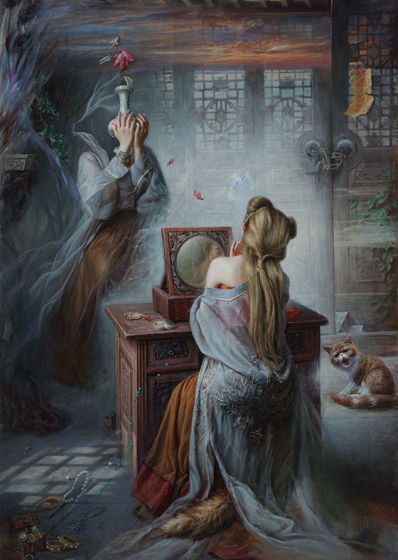 白秋练聊斋油画作品 —— 丑狐聊斋油画作品 —— 葛巾聊斋油画作品