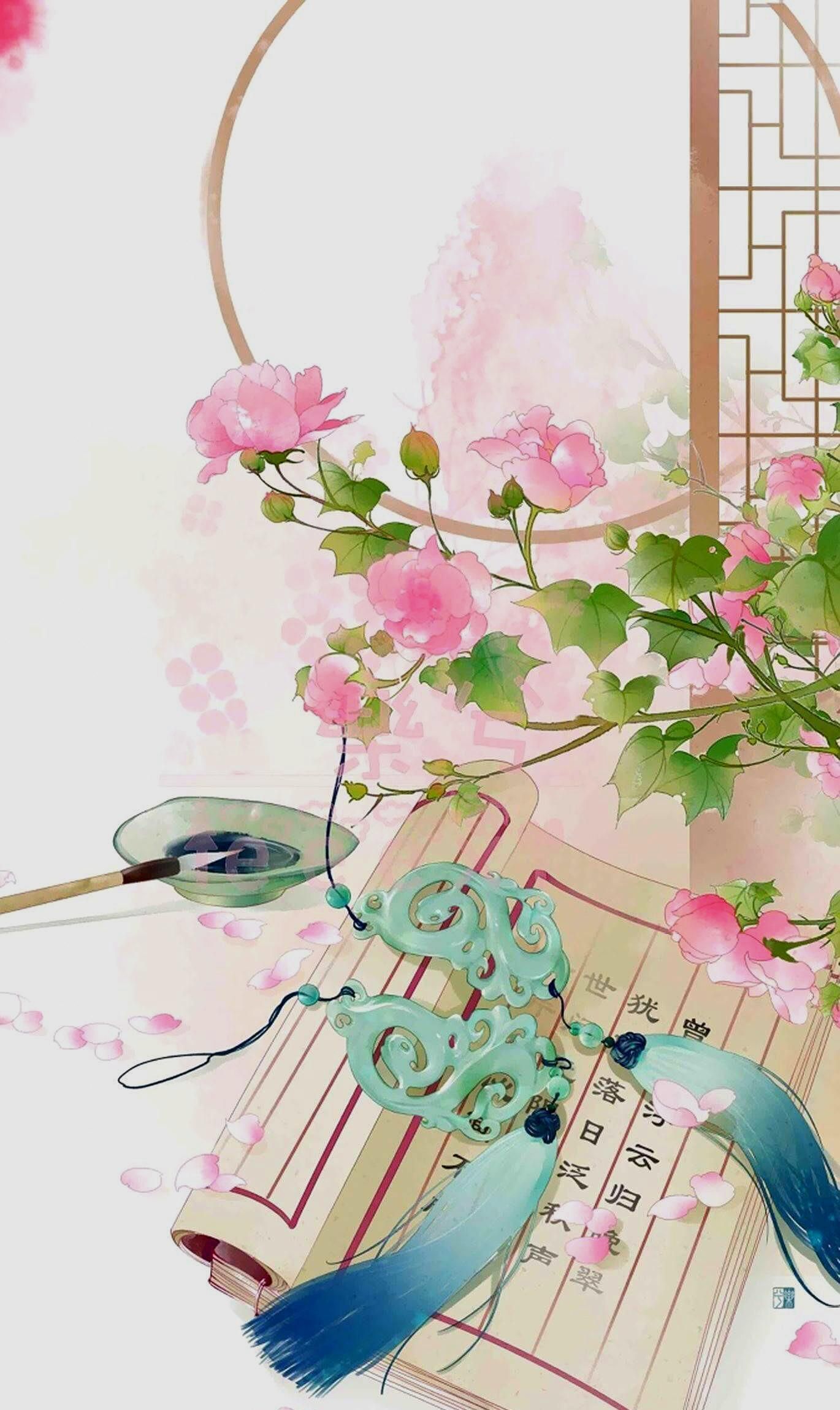 唯美古风壁纸况是青春日将暮桃花乱落如红雨