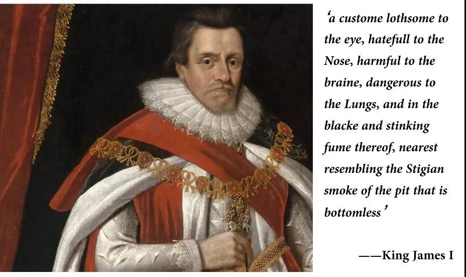 英国国王詹姆士一世厌恶烟草,认为吸食烟草是一种"罪恶"(sin)丨source