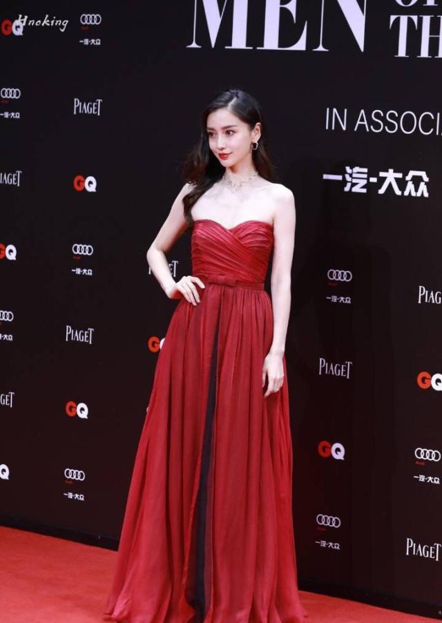 angelababy完美身材,一袭红裙美得冒泡,开启撩人模式